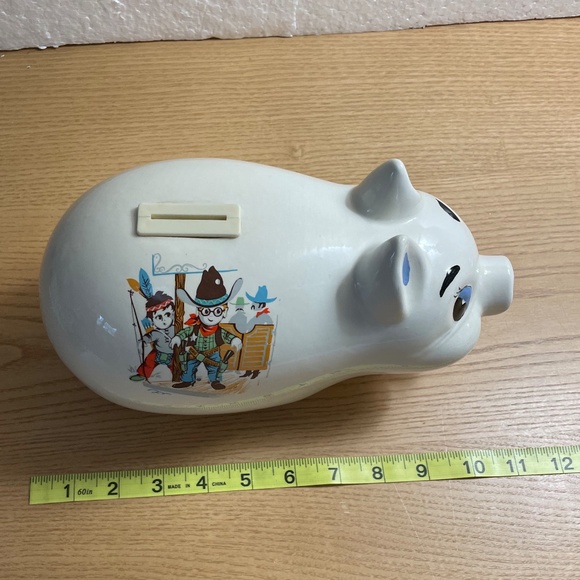 Vintage Rob Roy Piggy Bank Saloon Cops & Robbers Decoration Blue Eyes 11.5” Rare - Picture 9 of 10